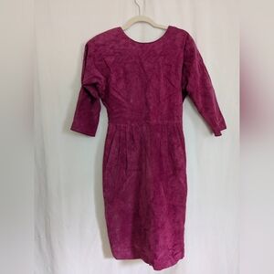 Vintage Lauren Alexandra Lightweight Suede Long Sleeve Dress Size 8 Open Back